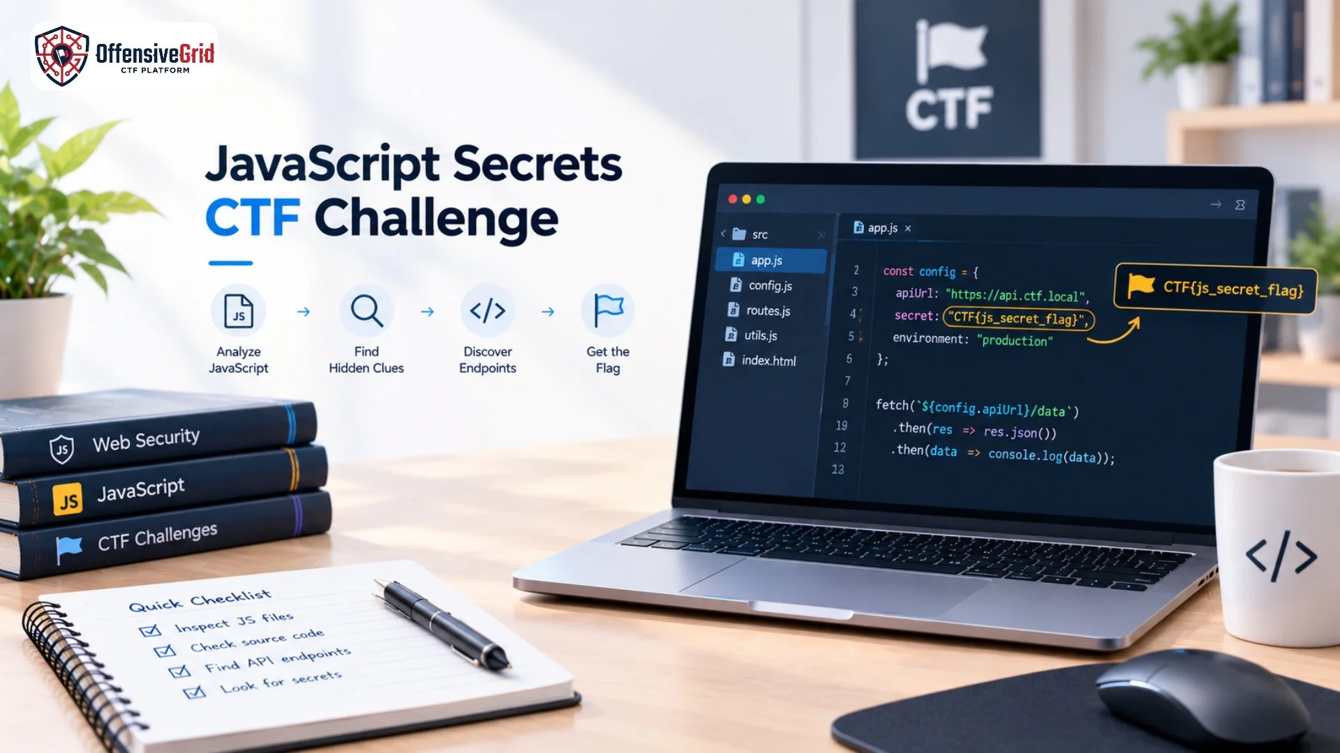 JavaScript Secrets CTF Challenge for web security and source code analysis