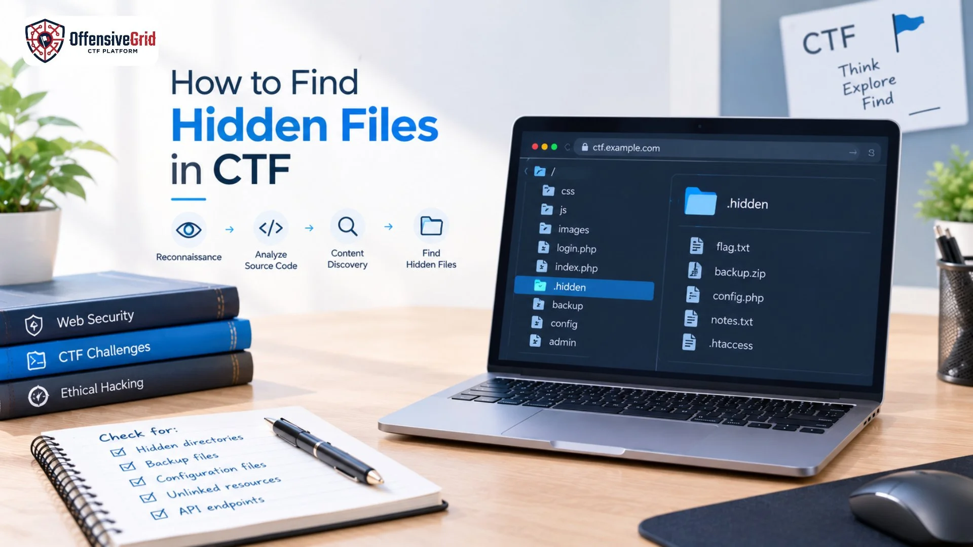 How to find hidden files in CTF challenges using web reconnaissance techniques