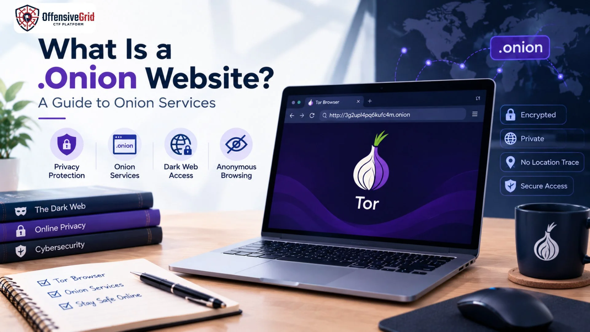 What is a .onion website, showing Tor Browser and privacy-focused onion services